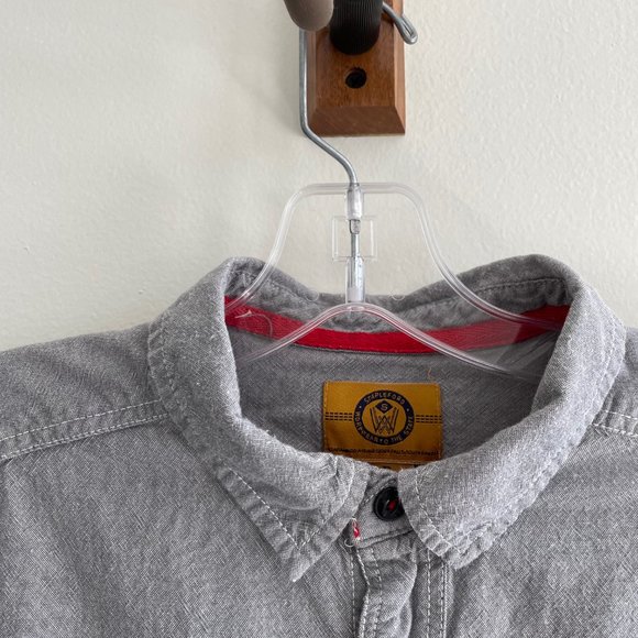 Stapleford Mens S Short Sleeve Grey Chambray Shirt - Picture 4 of 5